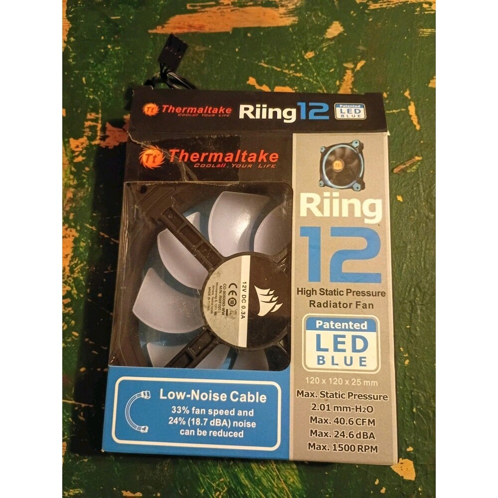 Thermaltake Riing 12 120mm Blue Circular LED High Static Pressure Fan NEW IN BOX
